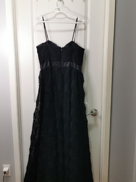 Adrianna Papell Black Strapless A-Line Gown with Beaded Waistband. Crinoline. - Picture 7 of 12